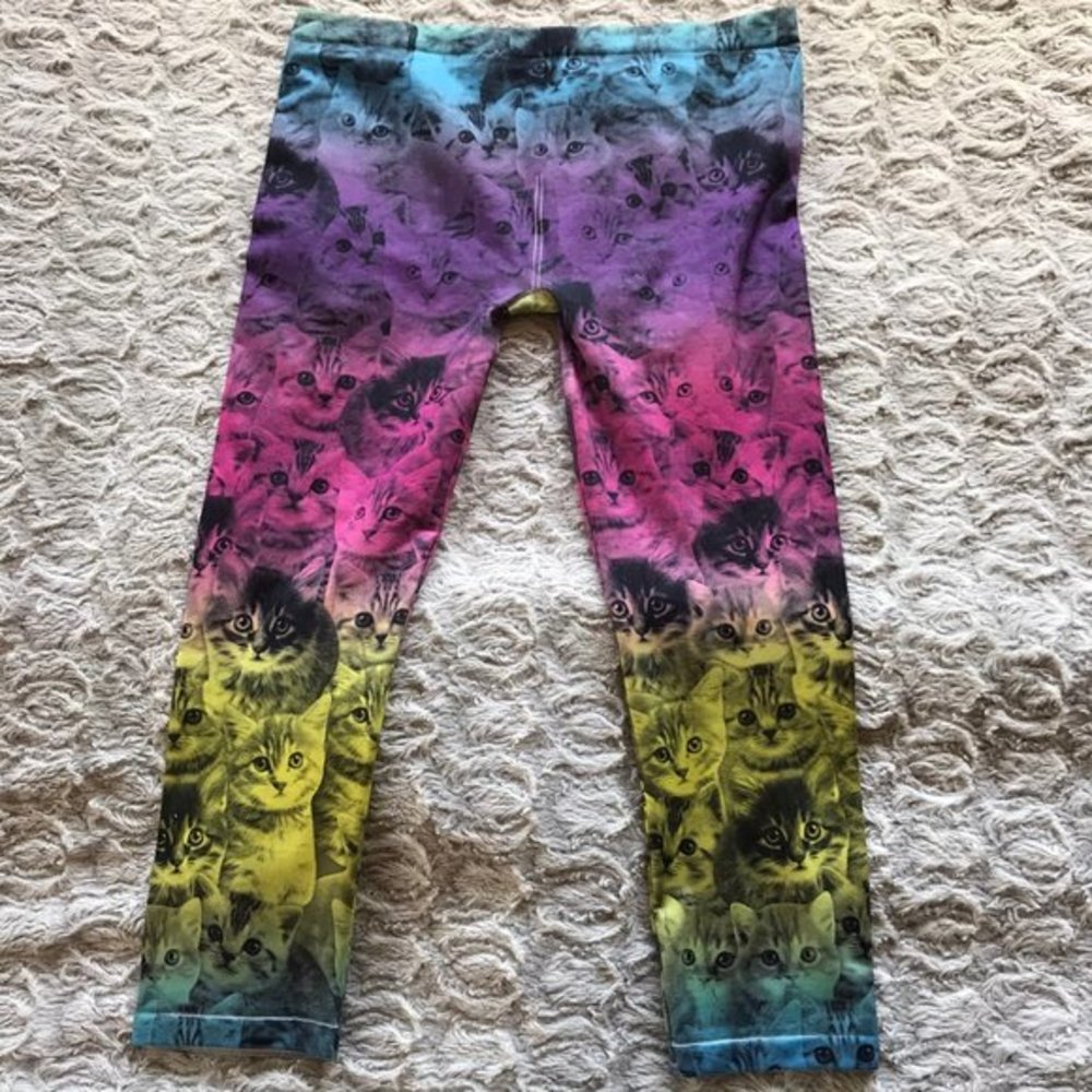 So kitty cat print tights capri leggings XS